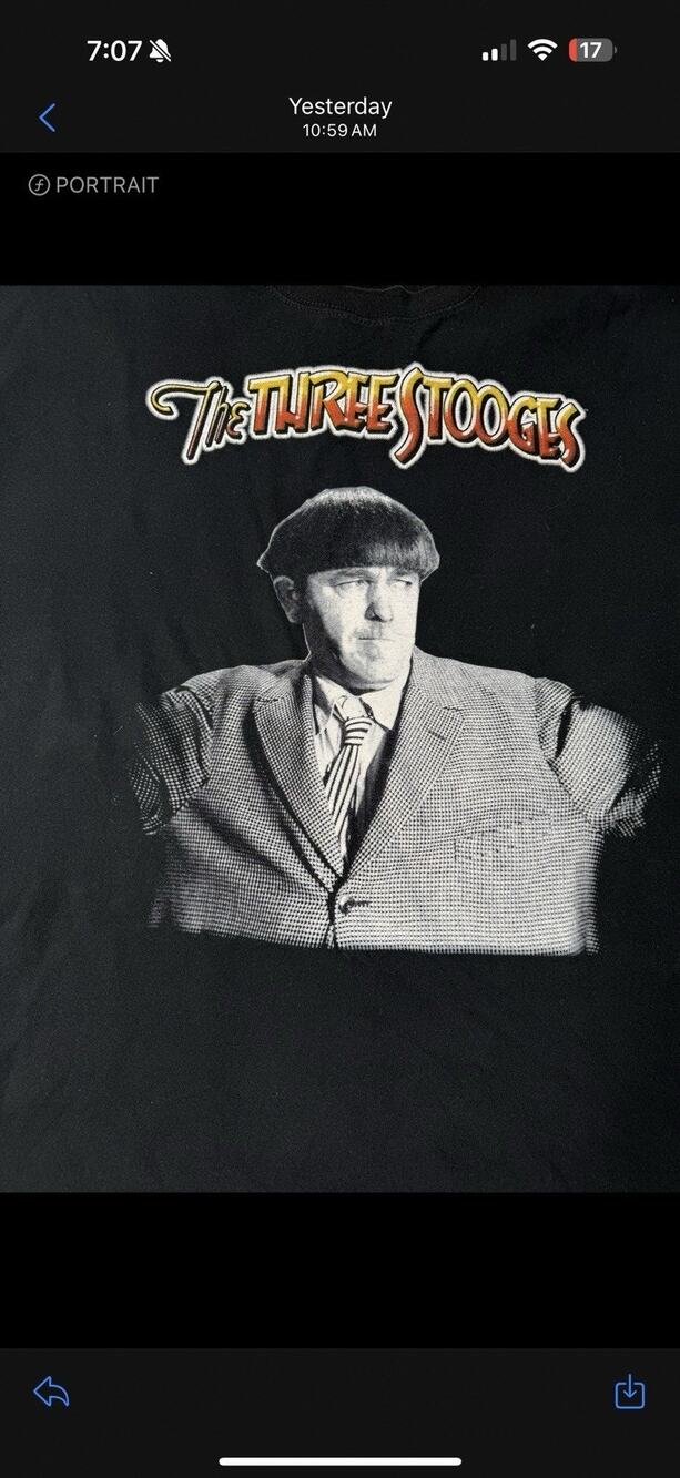 Vintage 90’s The Three Stooges Moe All Over Print Tee Shirt Sz XXL